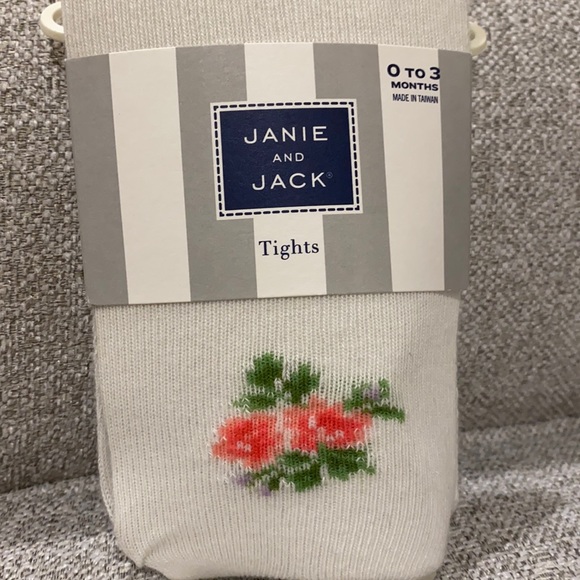 Janie and Jack rose flower tights NWT 0-3 mos - Picture 1 of 2